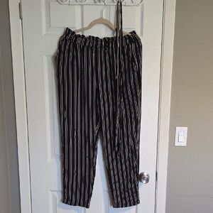 Ardene Black & White Vertical Stripe Wide Leg Pants